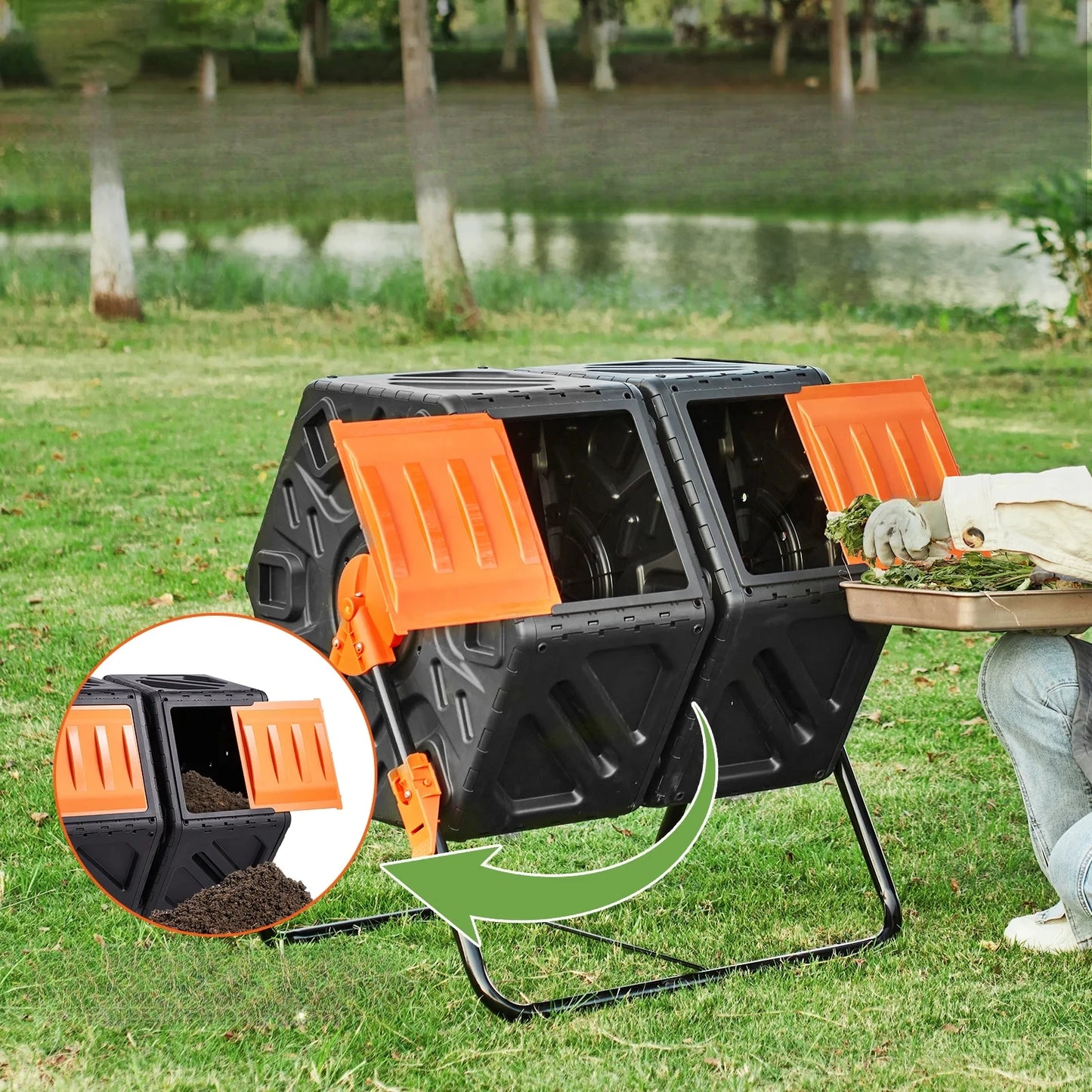 Rotatable Metal Stand for Outdoor Garden, Kitchen Waste