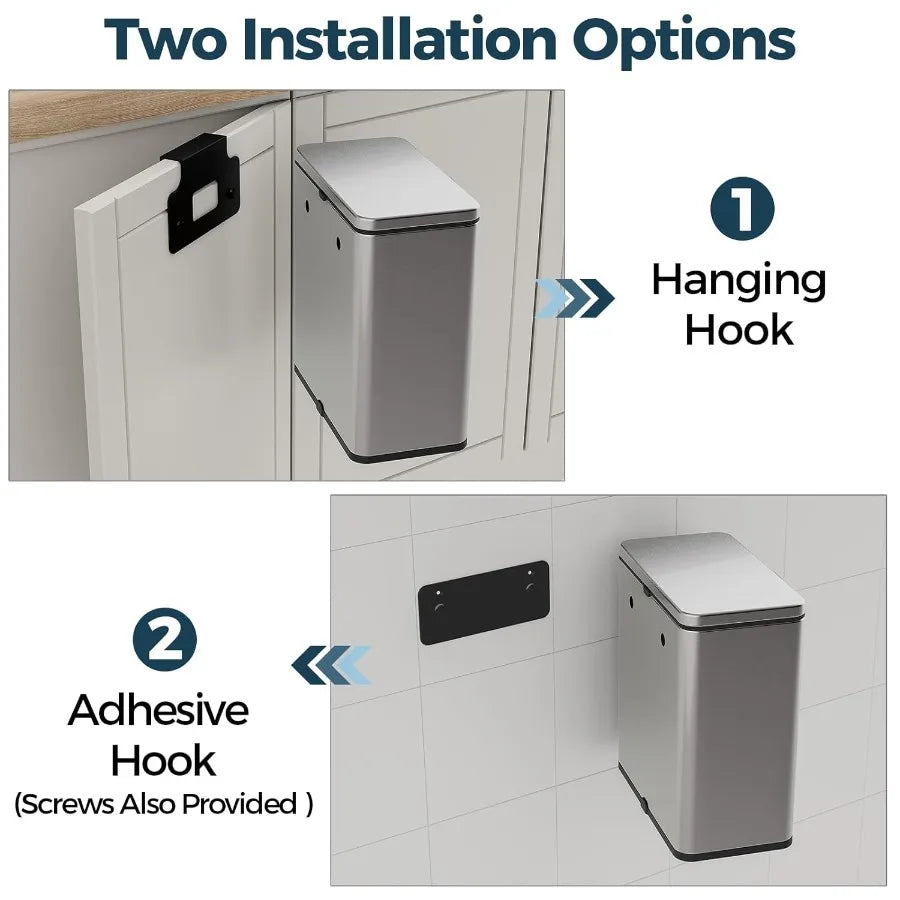 Stainless Steel Hanging Trash Can with Lid