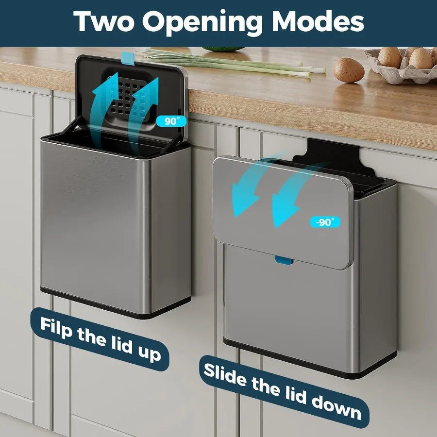 Stainless Steel Hanging Trash Can with Lid