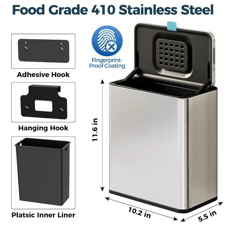 Stainless Steel Hanging Trash Can with Lid