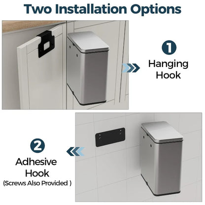 Stainless Steel Hanging Trash Can with Lid