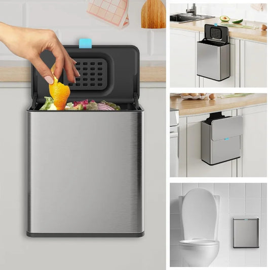 Stainless Steel Hanging Trash Can with Lid